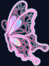 Papillon rose de profil sur socle