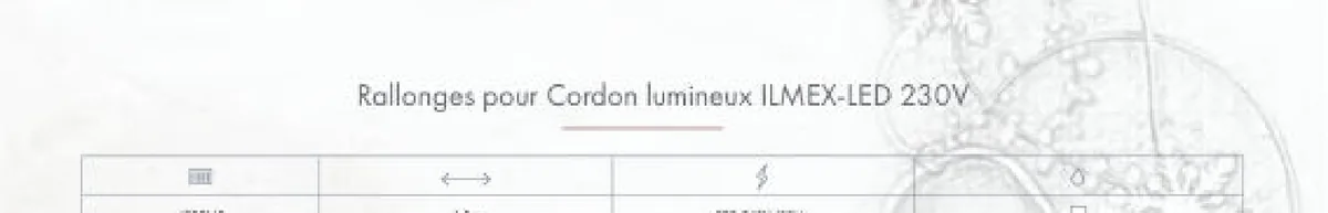 Rallonges pour Cordon lumineux ILMEX-LED 230V