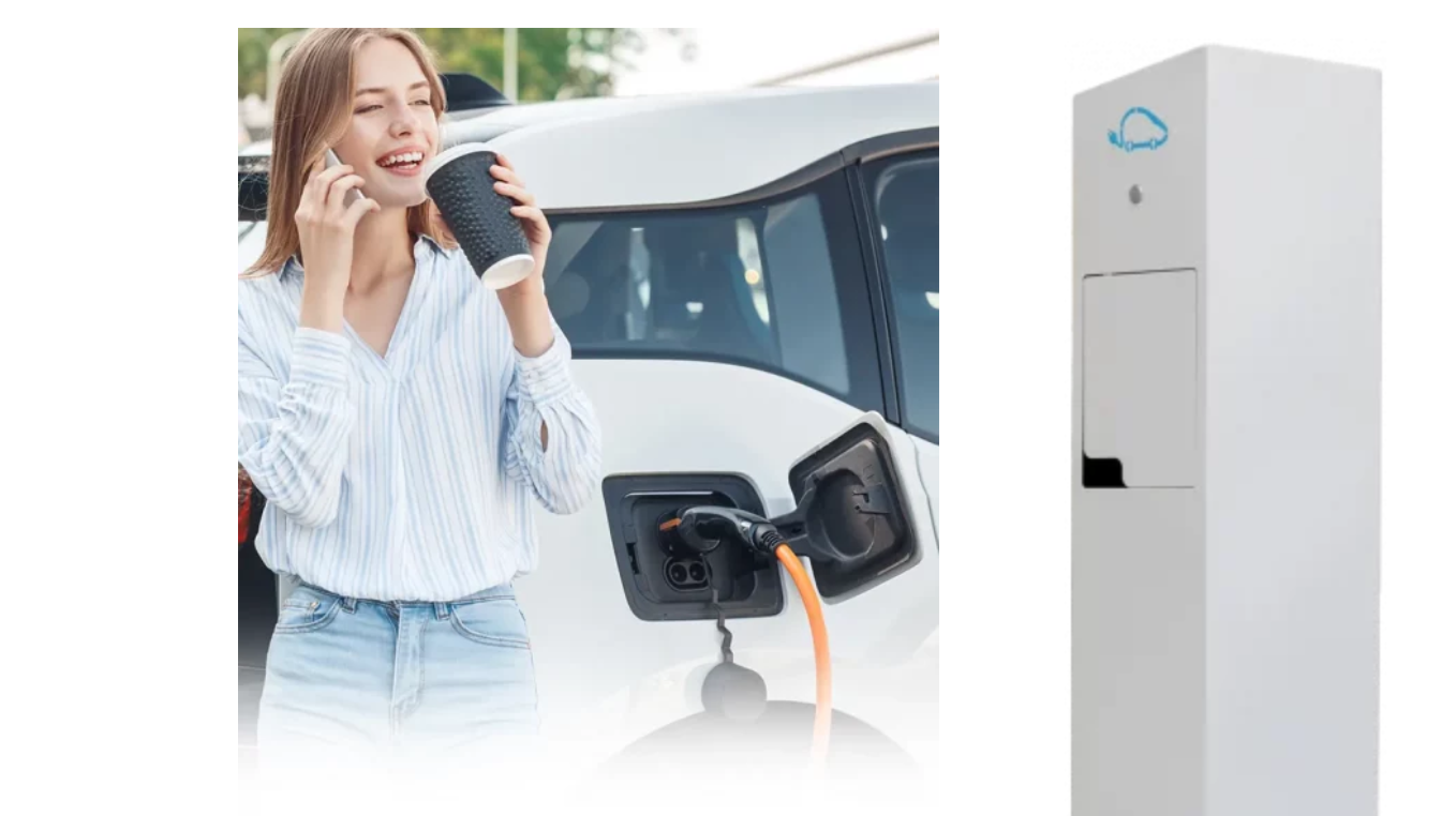Borne de recharge Ionycar et véhicule électrique en charge