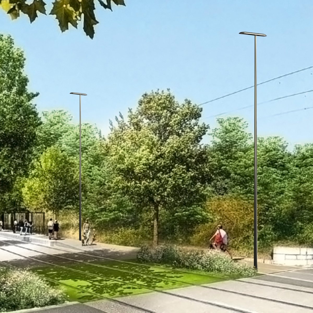 Luminaires décoratifs Ragni Fine le long d'une promenade arborée